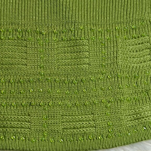 Requirements Beaded Acrylic V-Neck Pullover Sweater Lightweight Womans 1X. Green - Picture 10 of 15